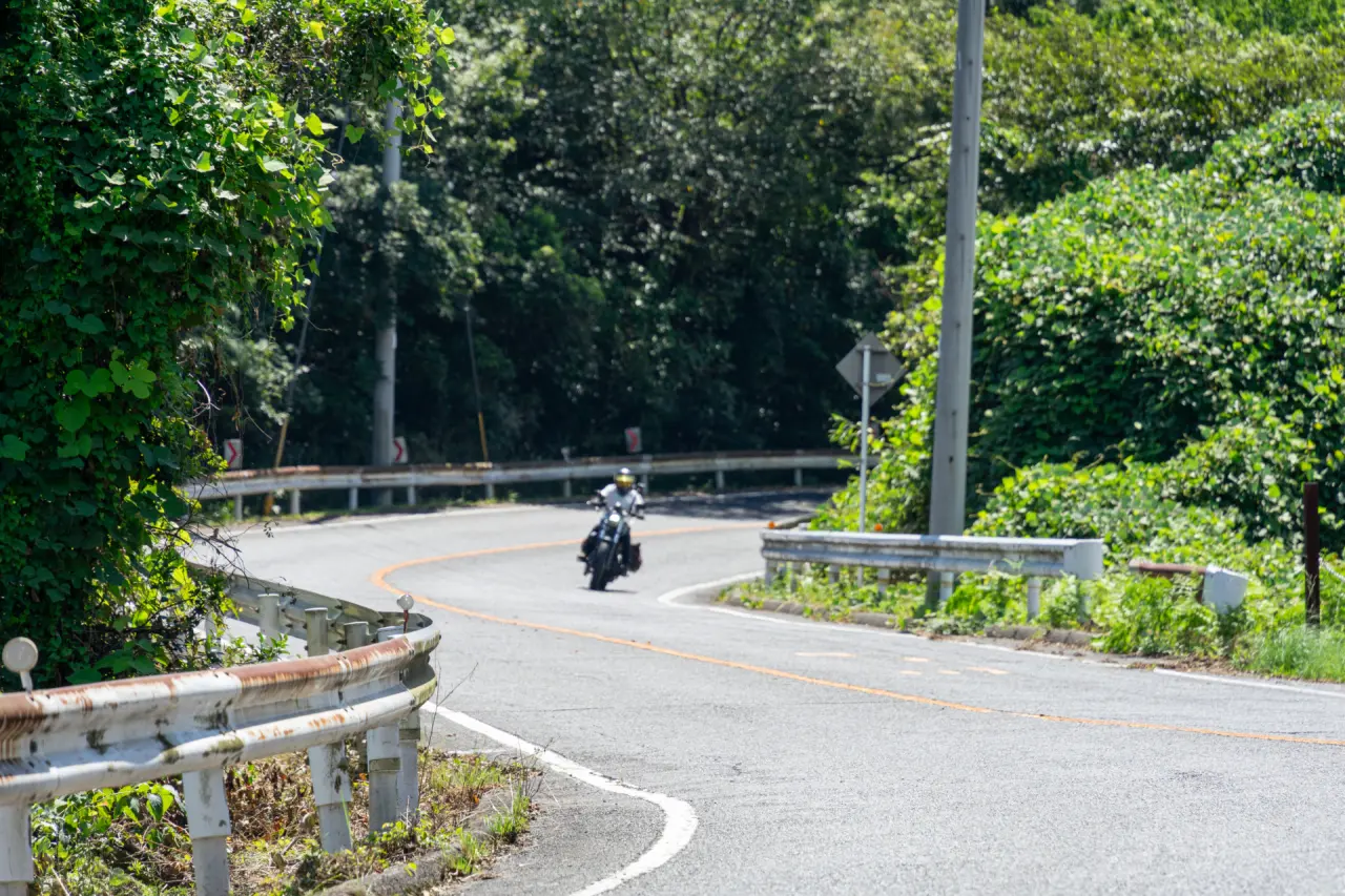 鷲羽山スカイラインでワインディングを楽しむカゲ美